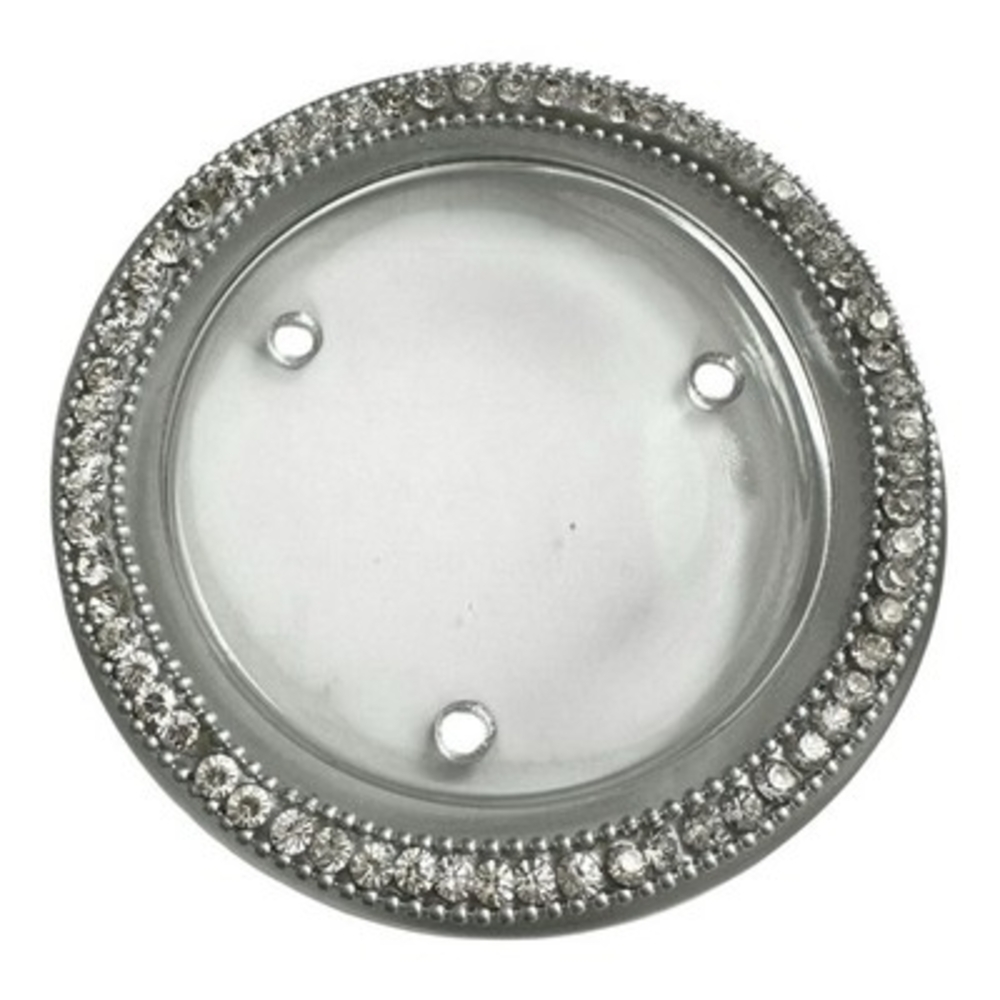 Crystal Rhinestone Beaded Glass Pillar Candle Plate Holder Round 4.25" Silver VG - Picture 4 of 5